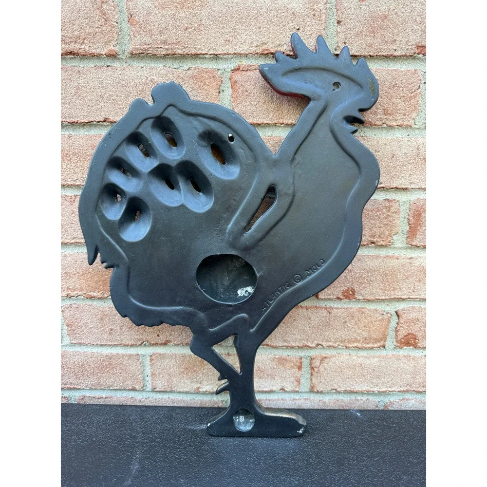 Atlantic Mold Vintage Ceramic Rooster Wall Hanging Farmhouse Decor Bronze Blue